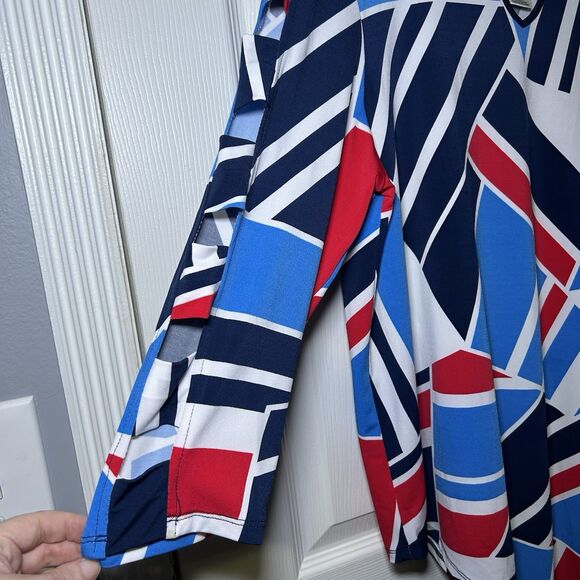 Alfred Dunner America's Cup Asymmetrical 3/4 Cut Out Sleeve Blouse Size Medium - Picture 5 of 8